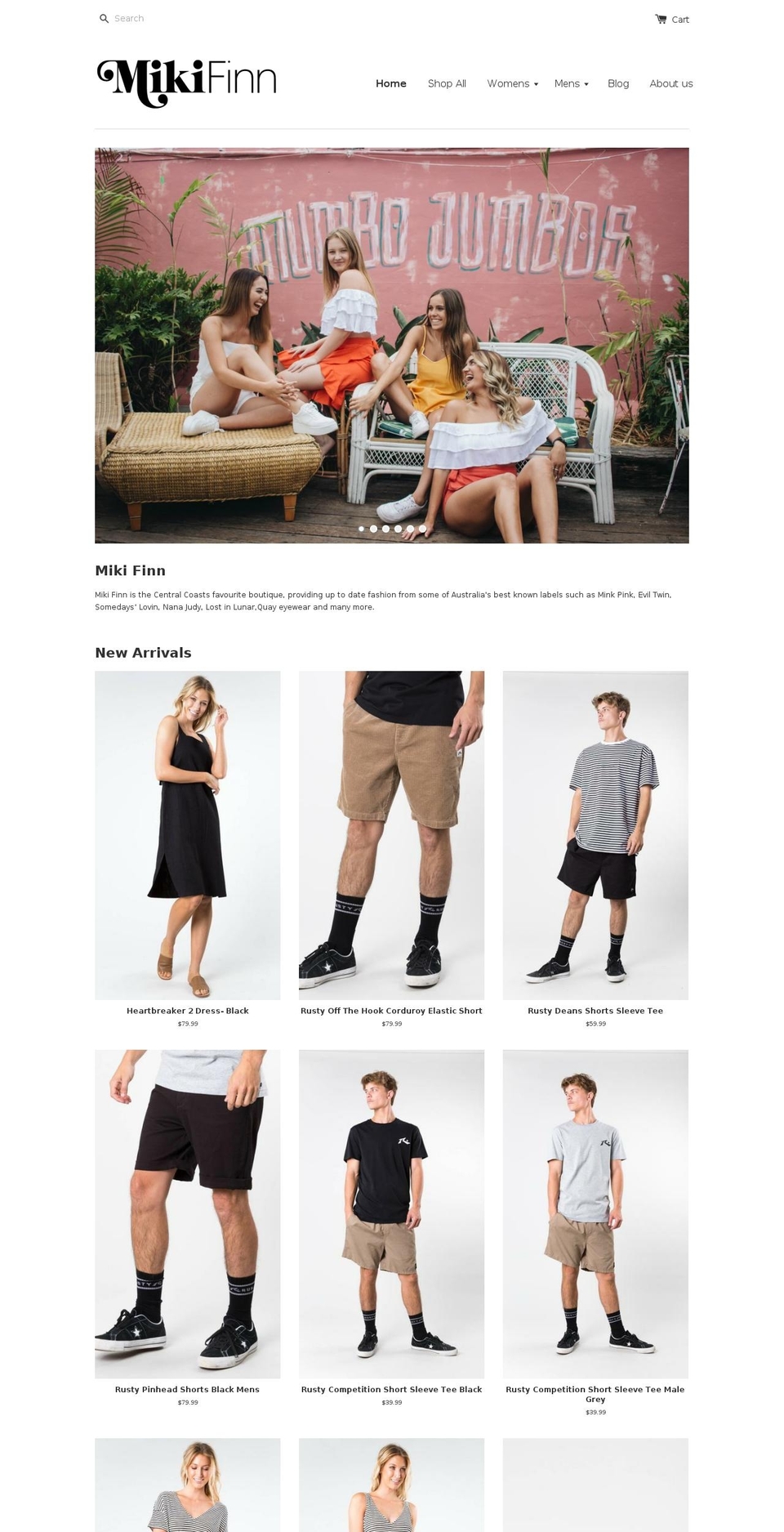 miki-finn.com.au shopify website screenshot