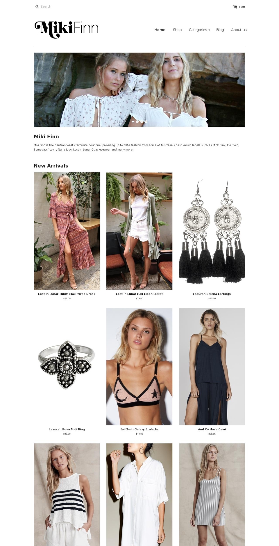miki-finn.com shopify website screenshot