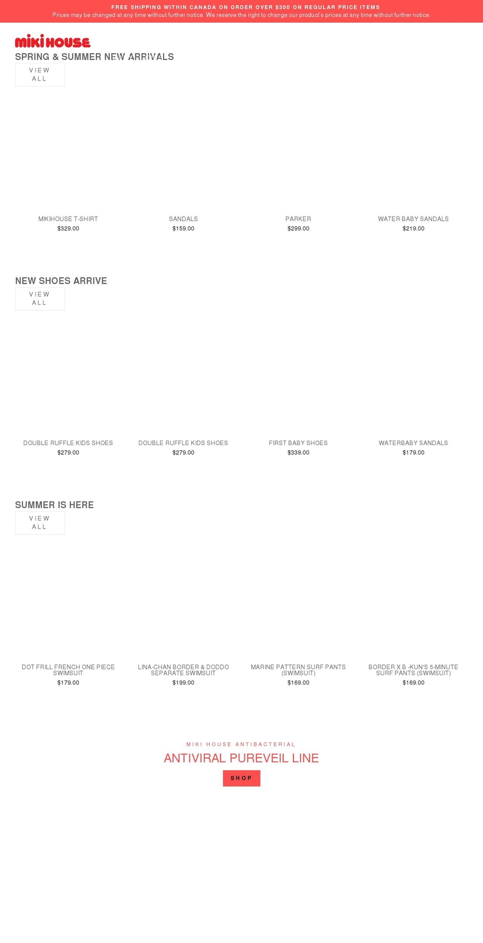 mikihousecanada.com — Shopify storefront screenshot