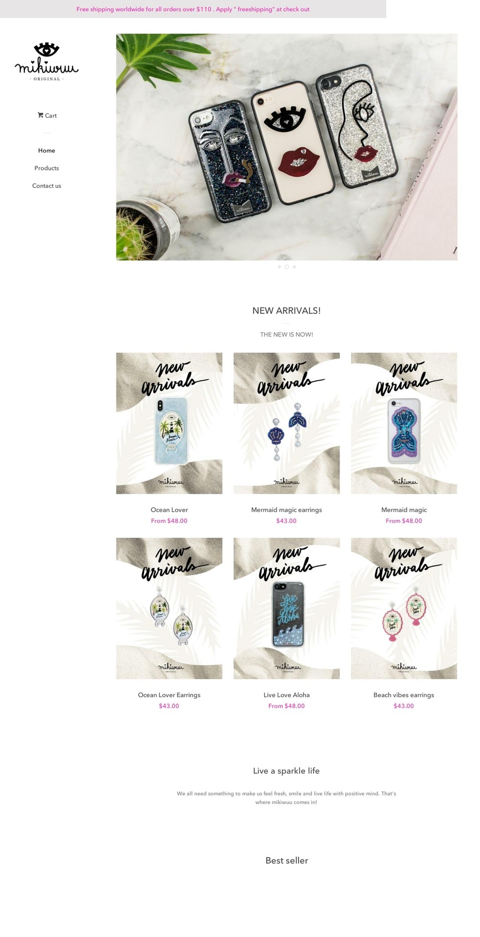 mikiwuu.com — Shopify storefront screenshot