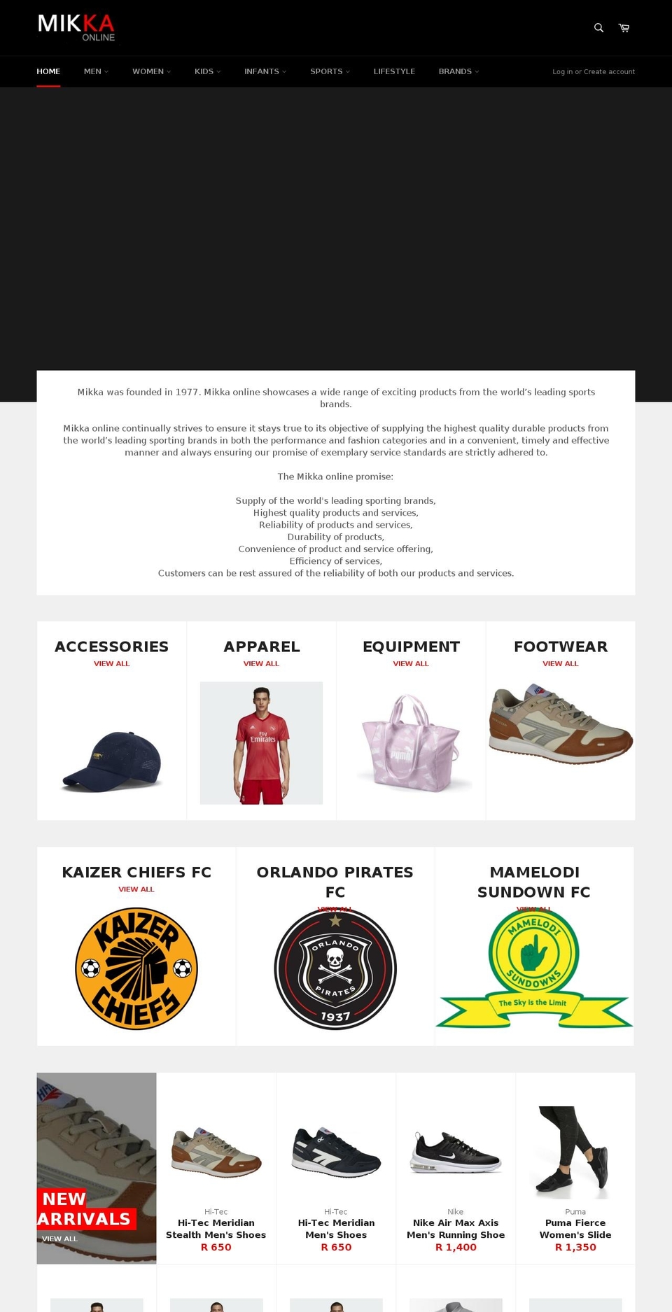 mikka.co.za shopify website screenshot