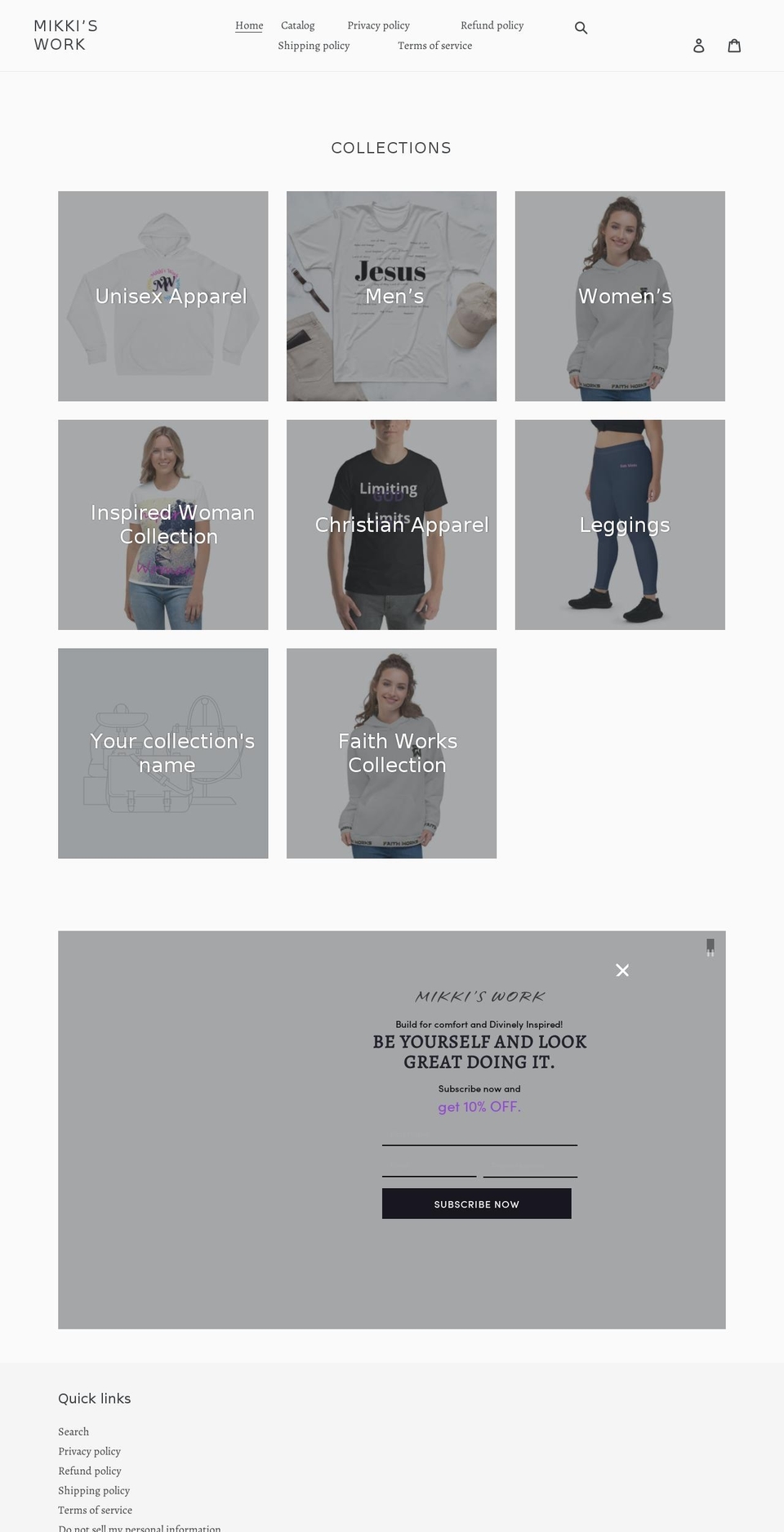 mikkiswork.com shopify website screenshot