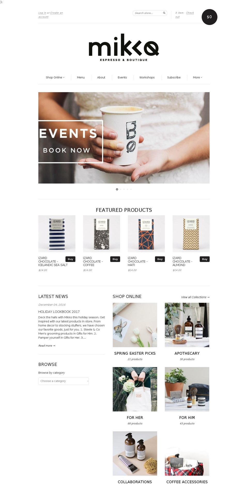 mikkoespressoboutique.com shopify website screenshot