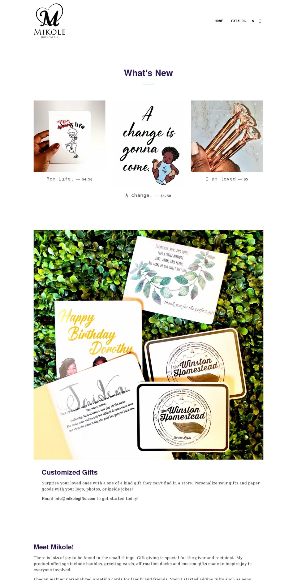 mikolegifts.com shopify website screenshot