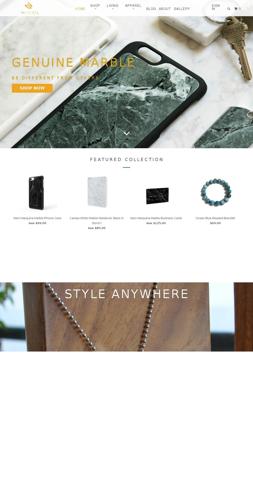 mikolmarmi.com shopify website screenshot