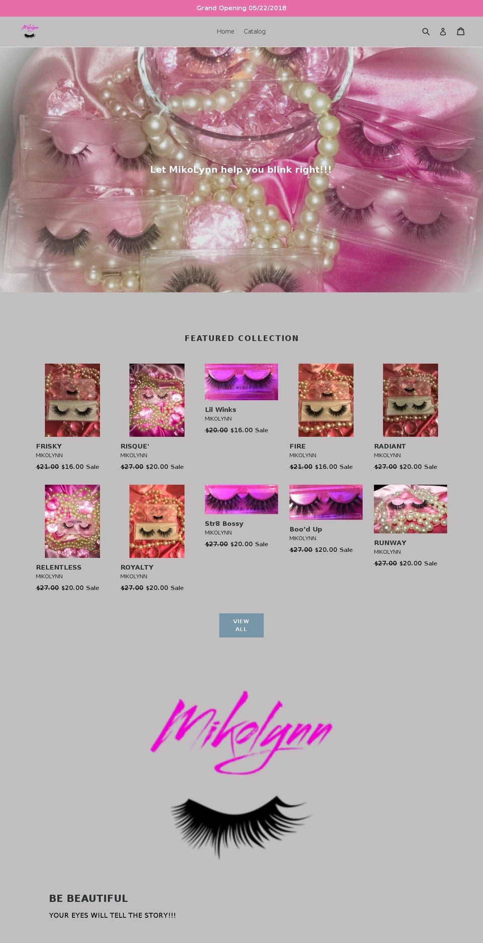 mikolynn.com shopify website screenshot