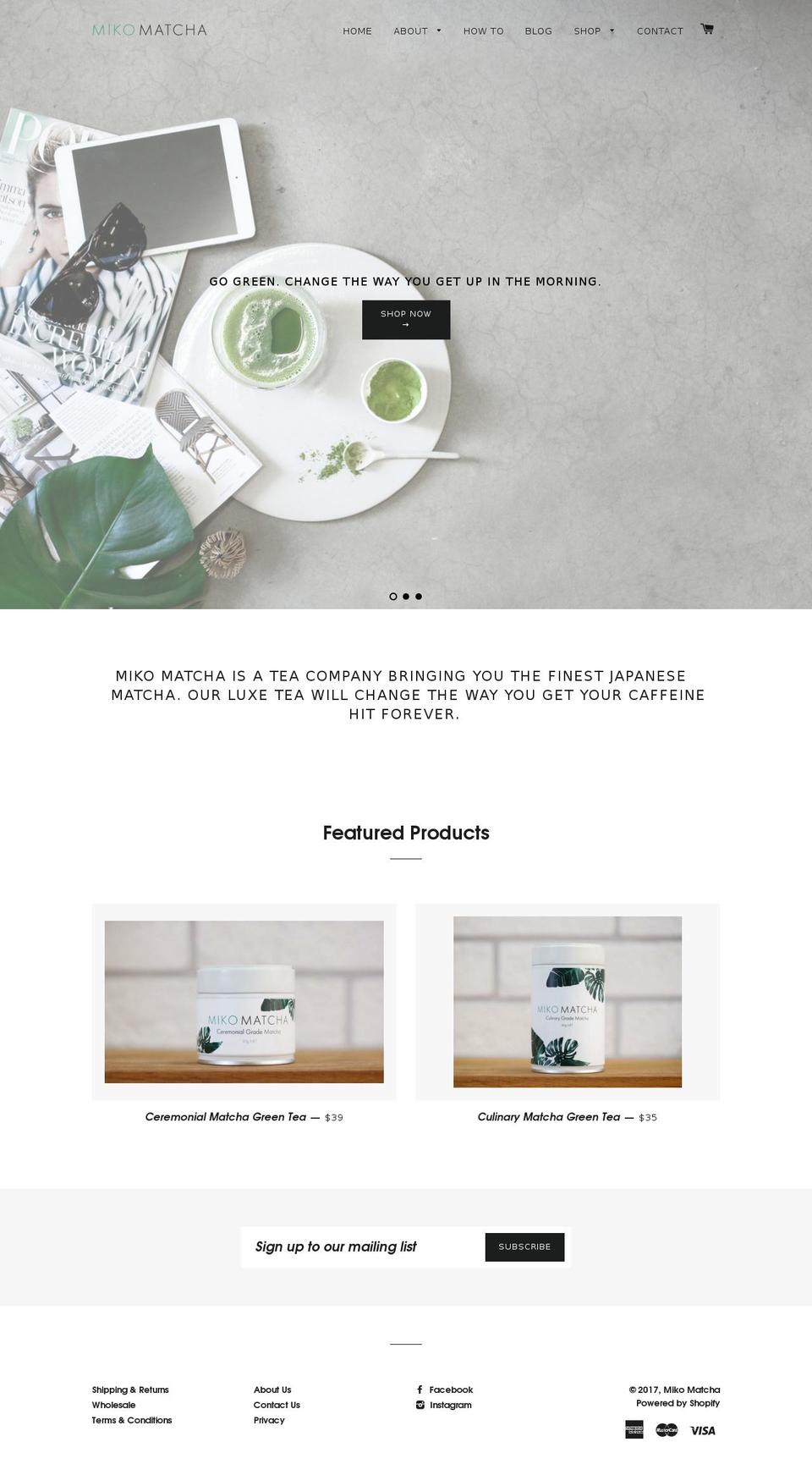 mikomatcha.com shopify website screenshot