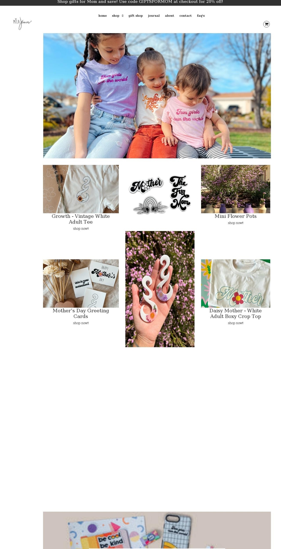 mila-james.com shopify website screenshot