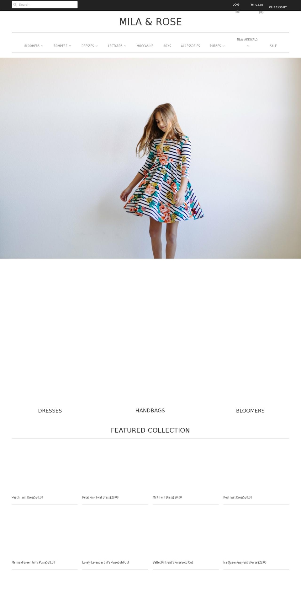milaandrose.com shopify website screenshot