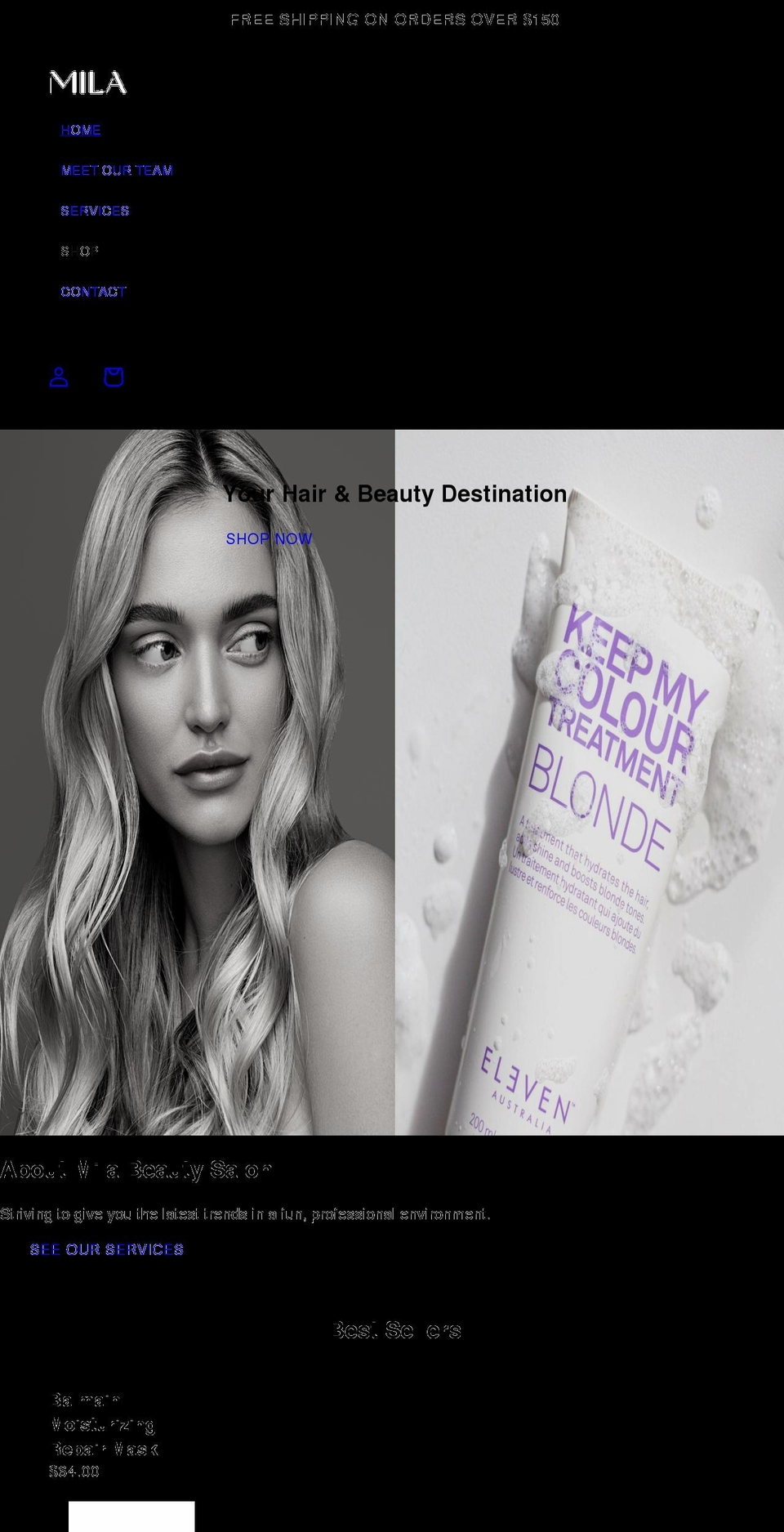 milabeautysalon.com shopify website screenshot