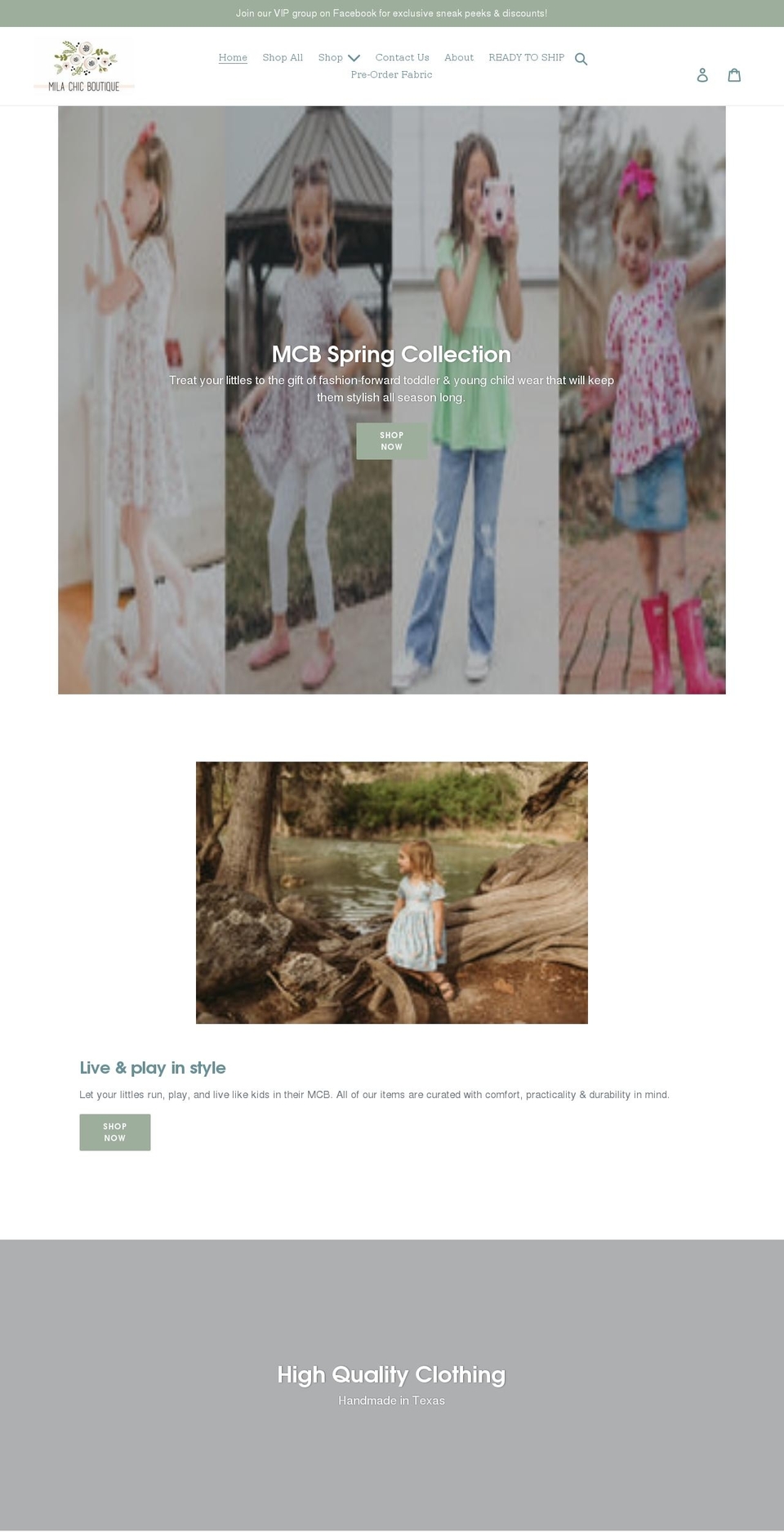milachicboutique.com shopify website screenshot