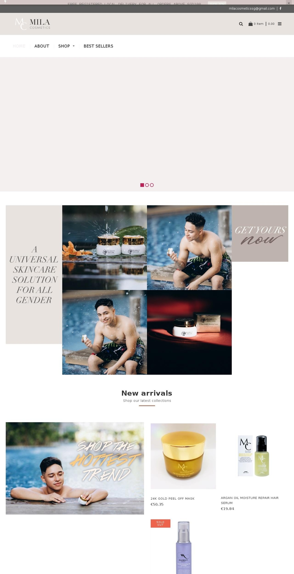 milacosmetics.net shopify website screenshot