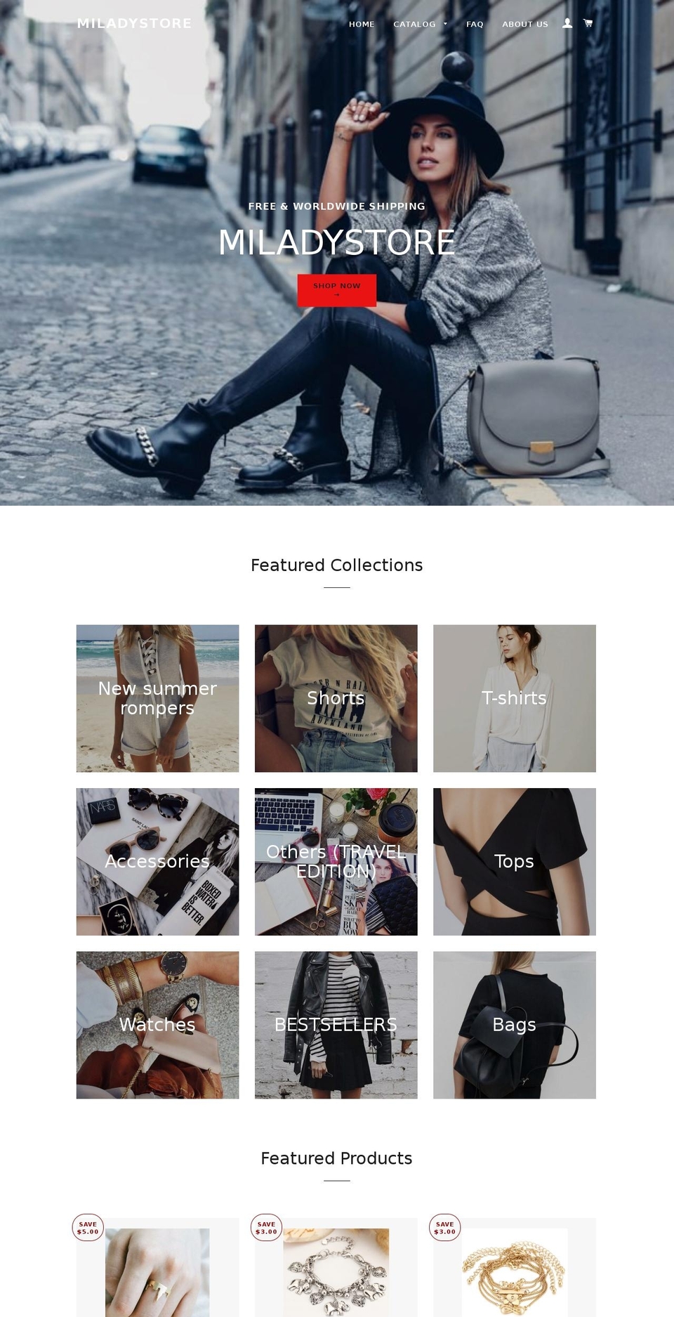 miladytravel.com shopify website screenshot