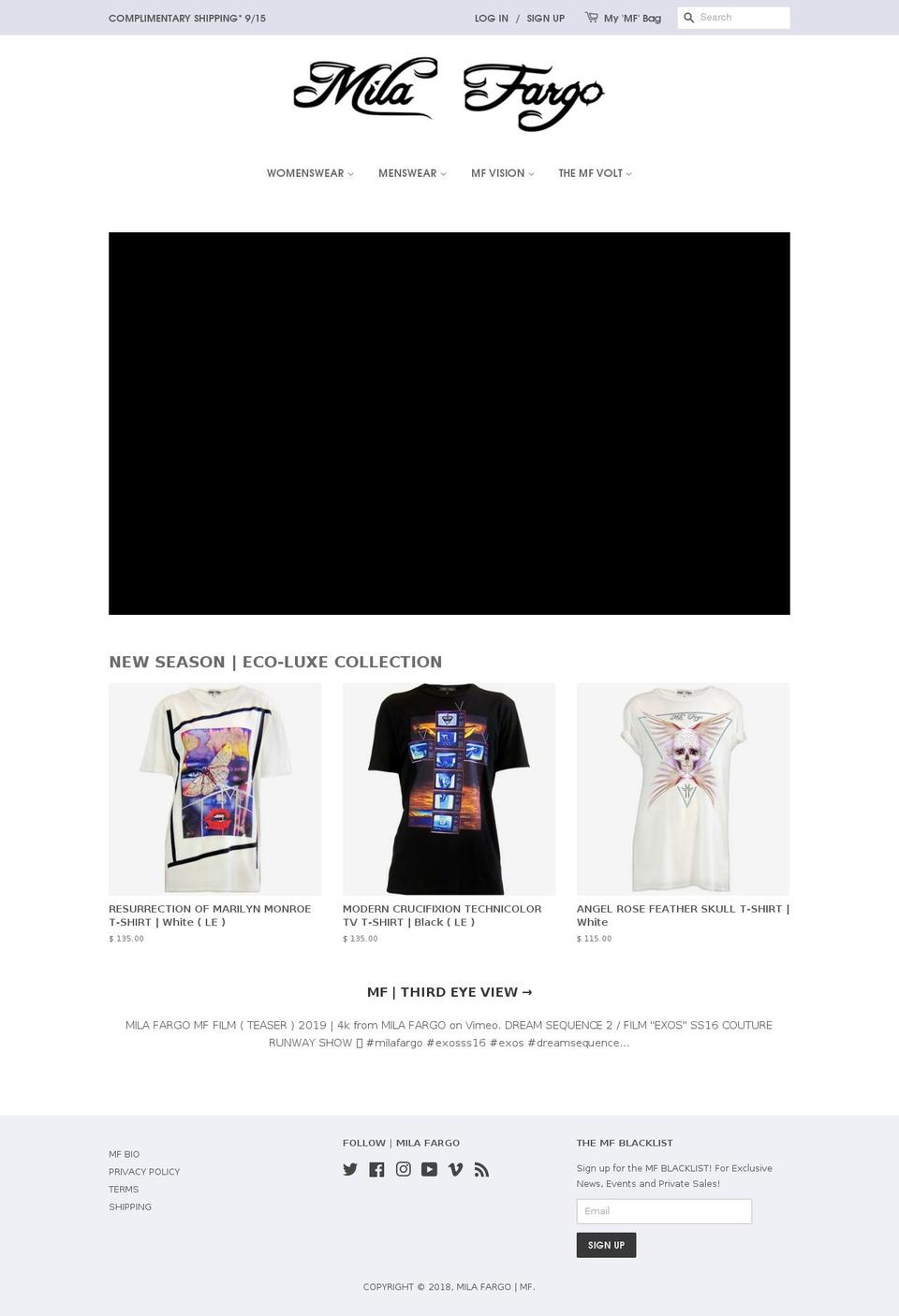 milafargo.com shopify website screenshot