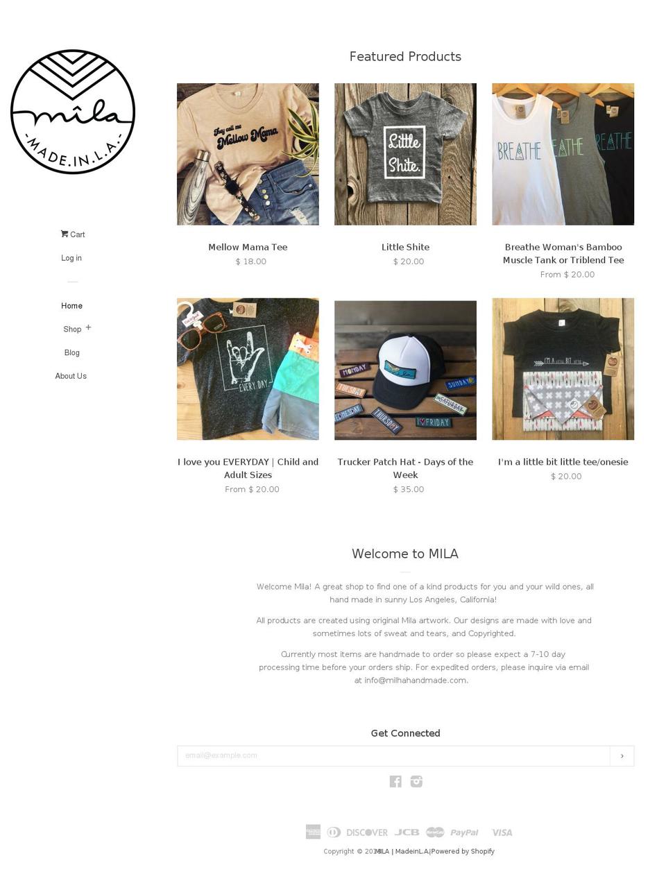 milahandmade.com — Shopify storefront screenshot