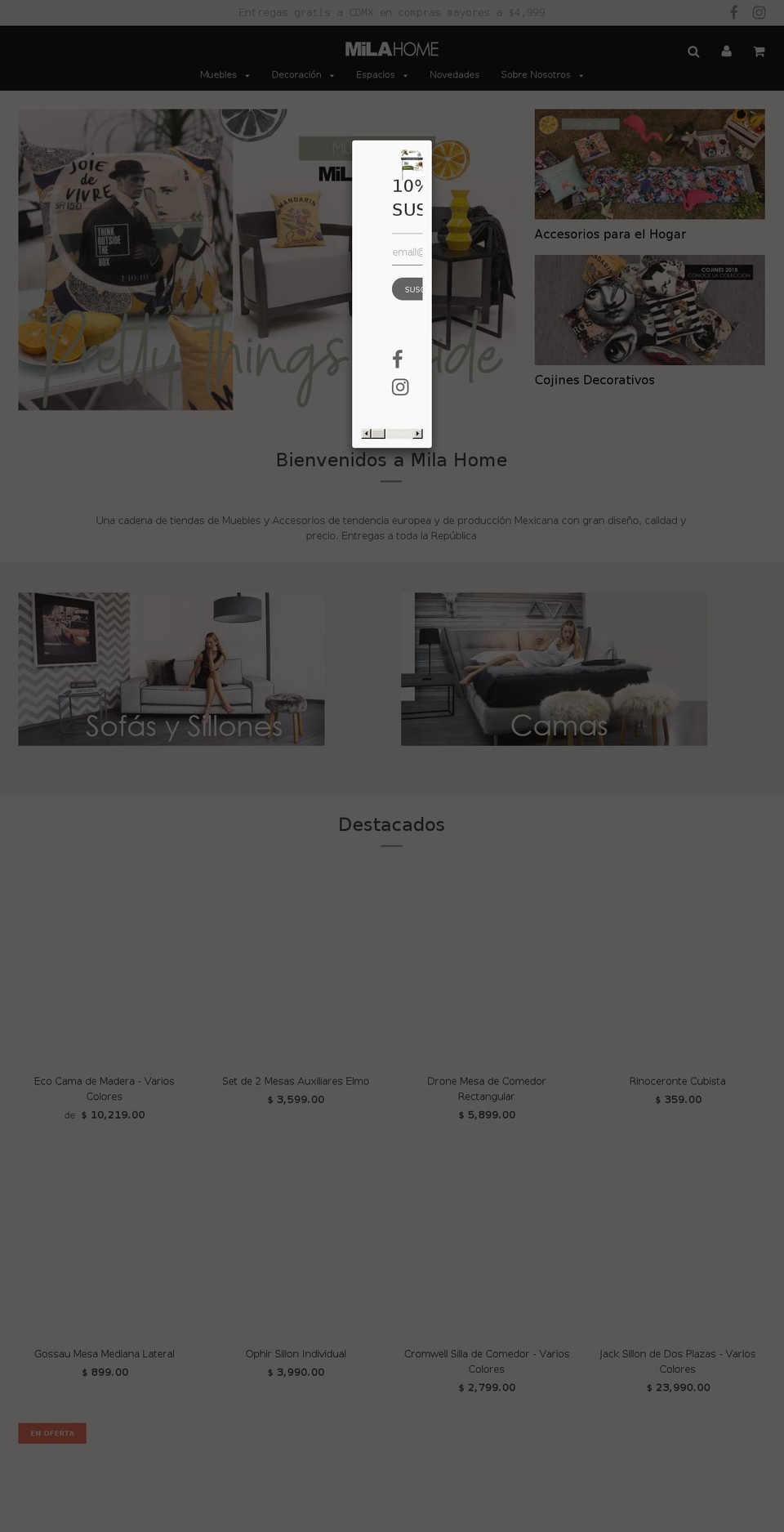 milahome.com.mx shopify website screenshot