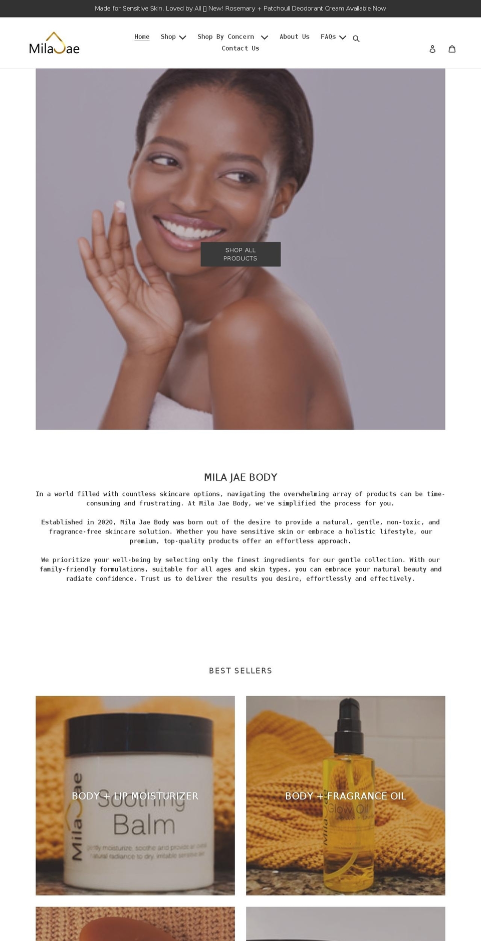 milajaebody.com shopify website screenshot