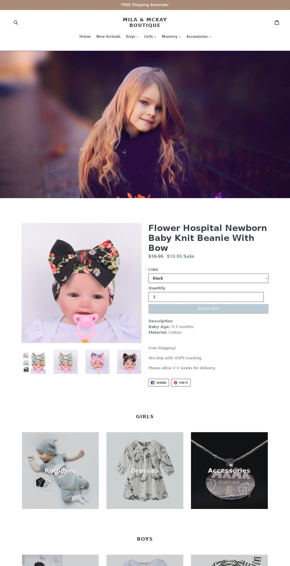 milamckayboutique.com — Shopify storefront screenshot