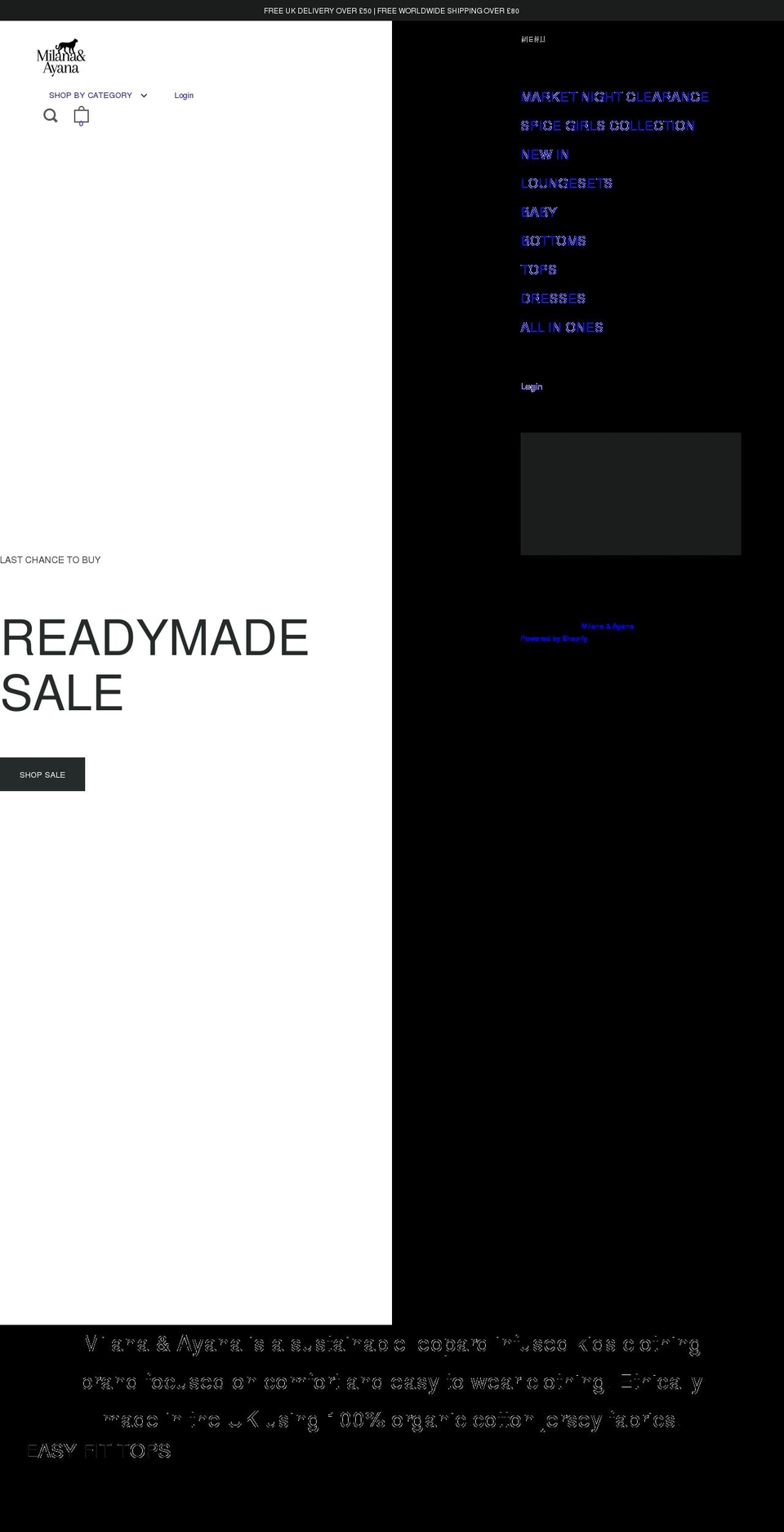 milanaandayana.com shopify website screenshot