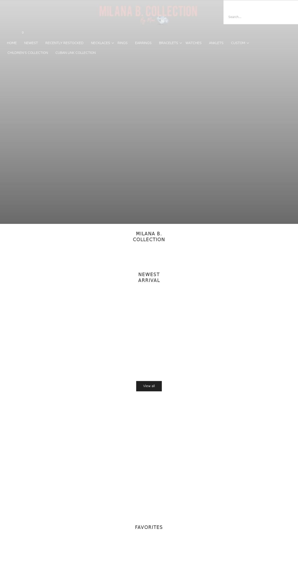 milanabcollection.com shopify website screenshot