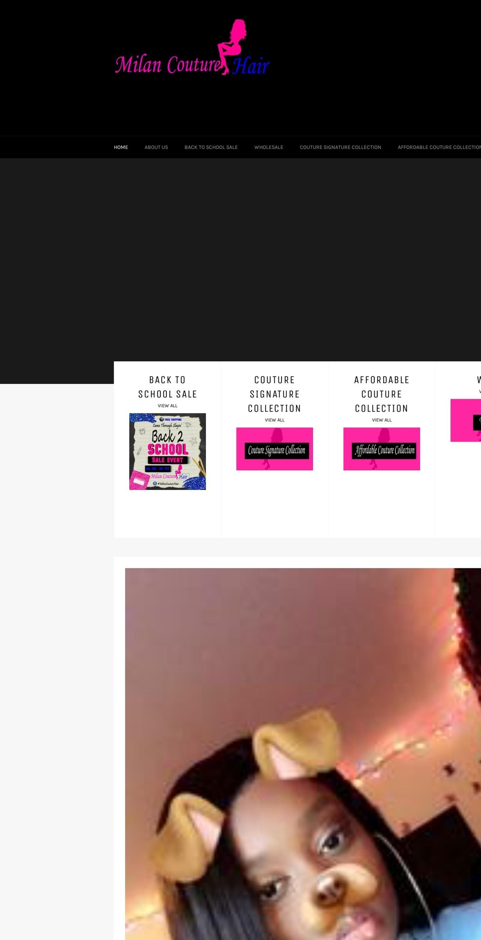 milancouturehair.com shopify website screenshot