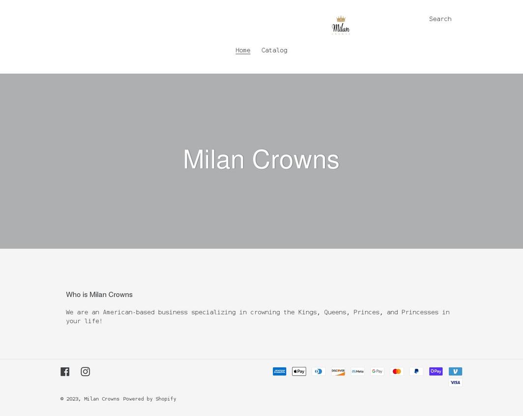 milancrowns.com shopify website screenshot