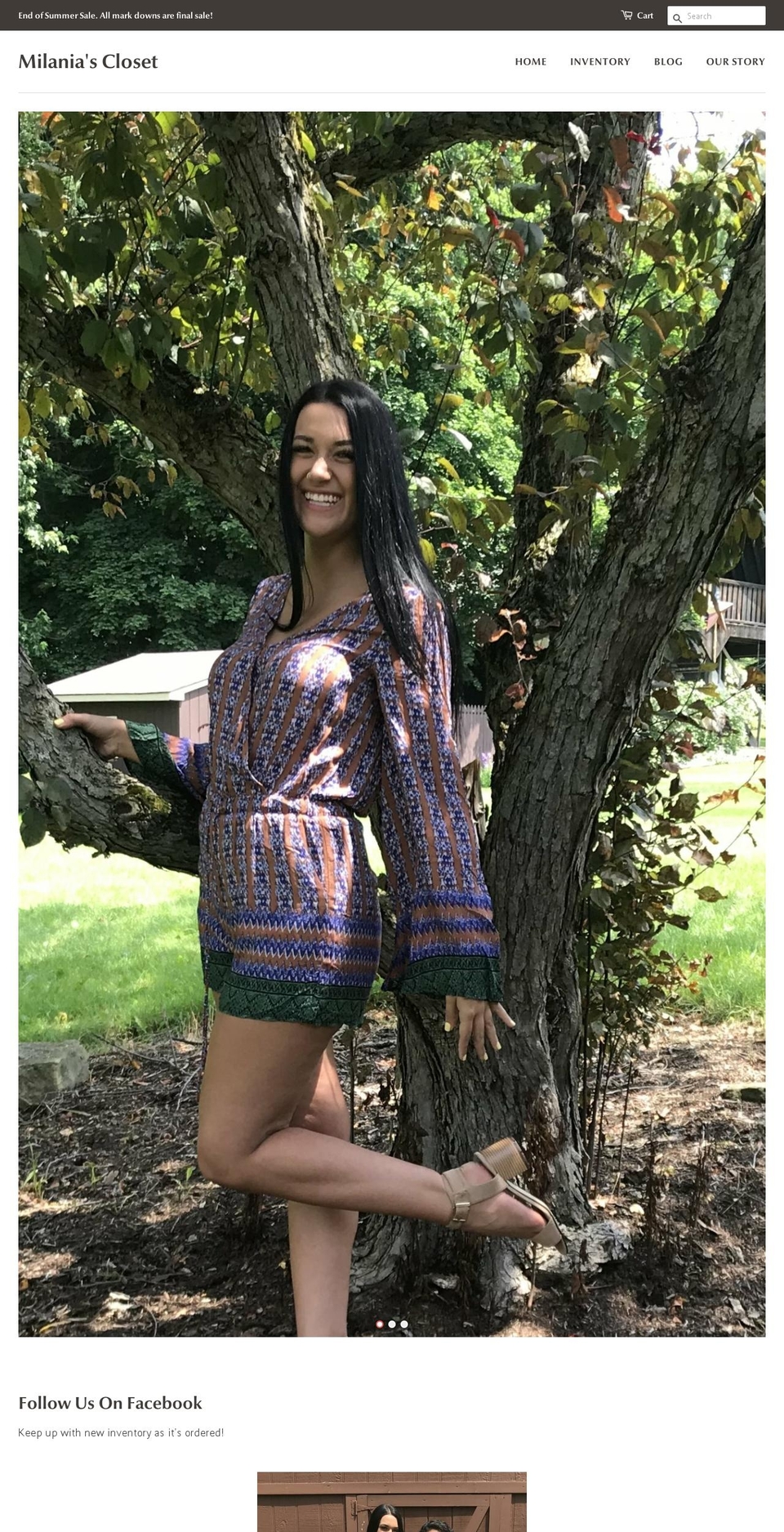 milaniascloset.com — Shopify storefront screenshot