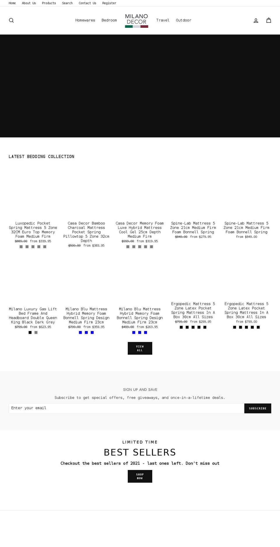 milanodecor.com.au shopify website screenshot