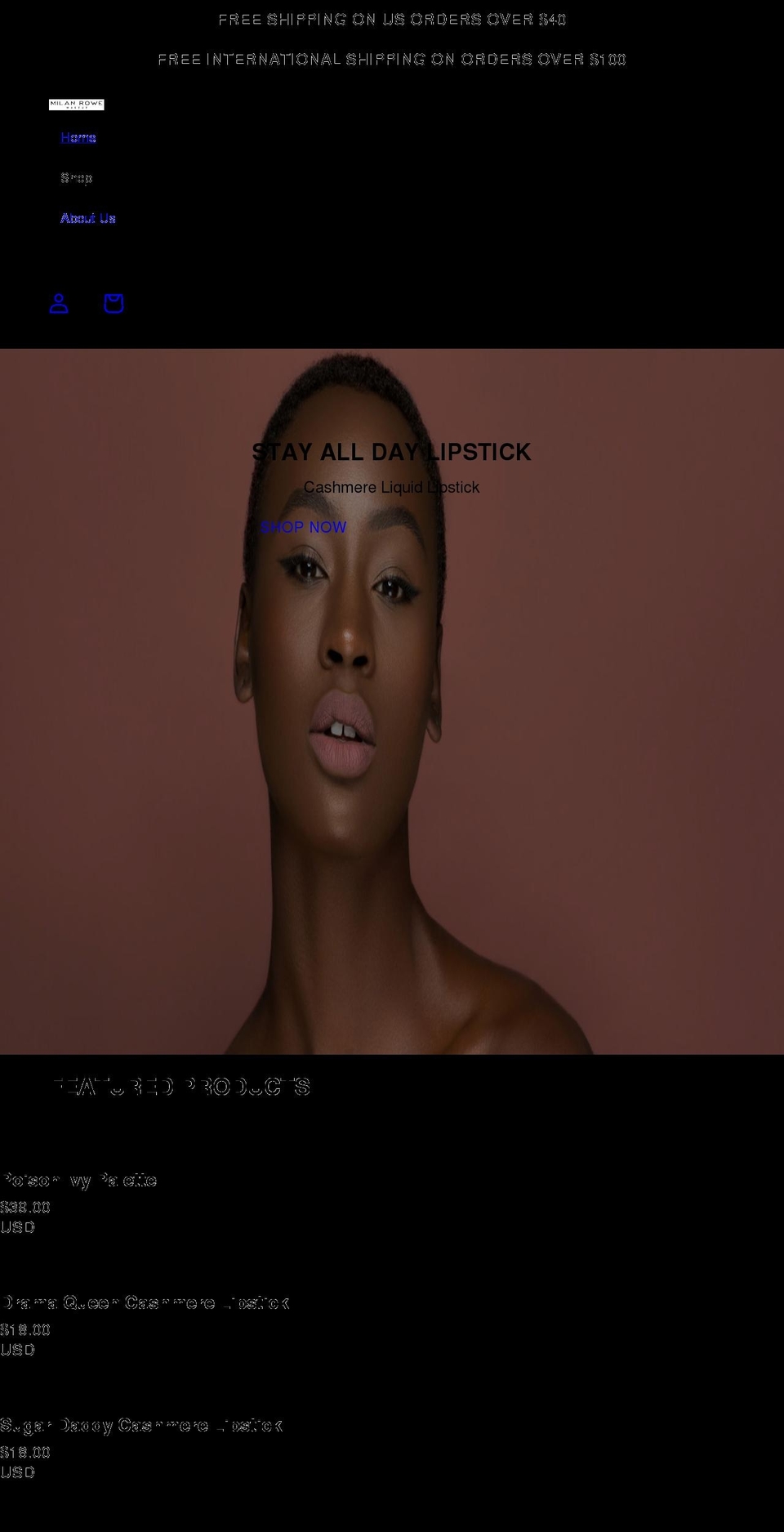 milanrowe.com shopify website screenshot