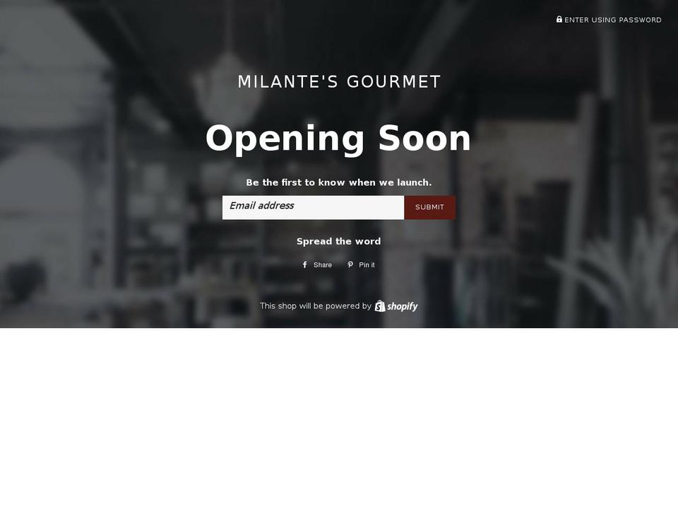 milantesgourmet.com — Shopify storefront screenshot