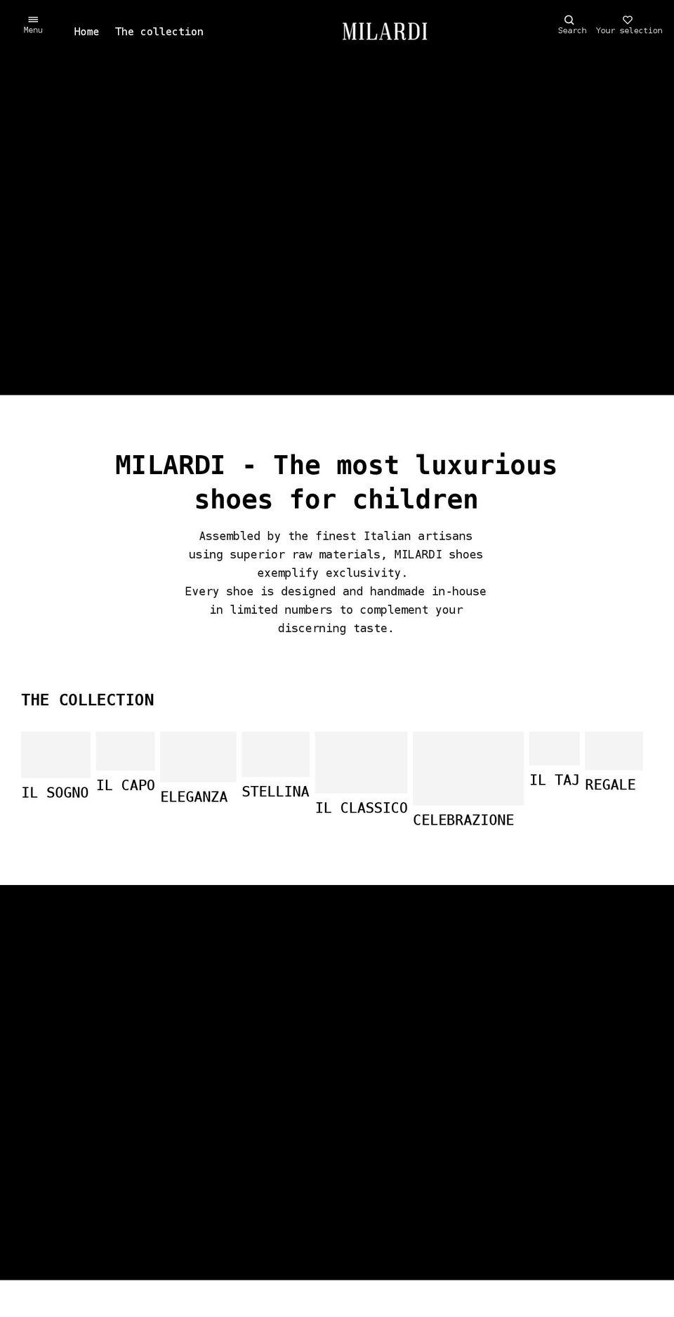 milardi.com shopify website screenshot