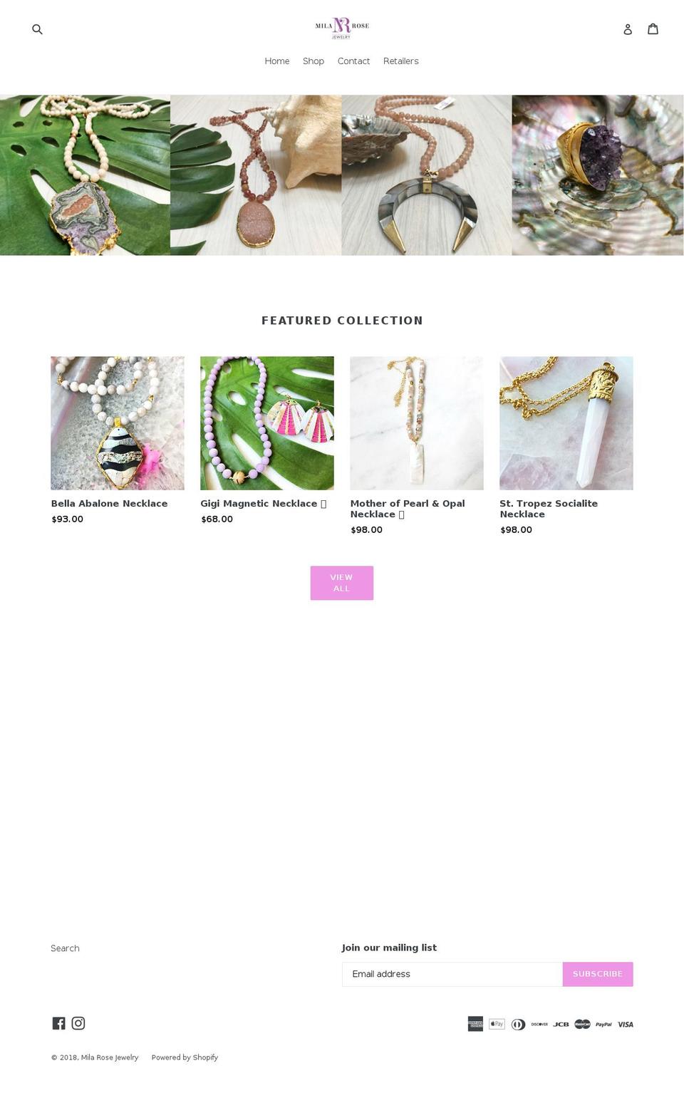 milarosejewelry.com — Shopify storefront screenshot