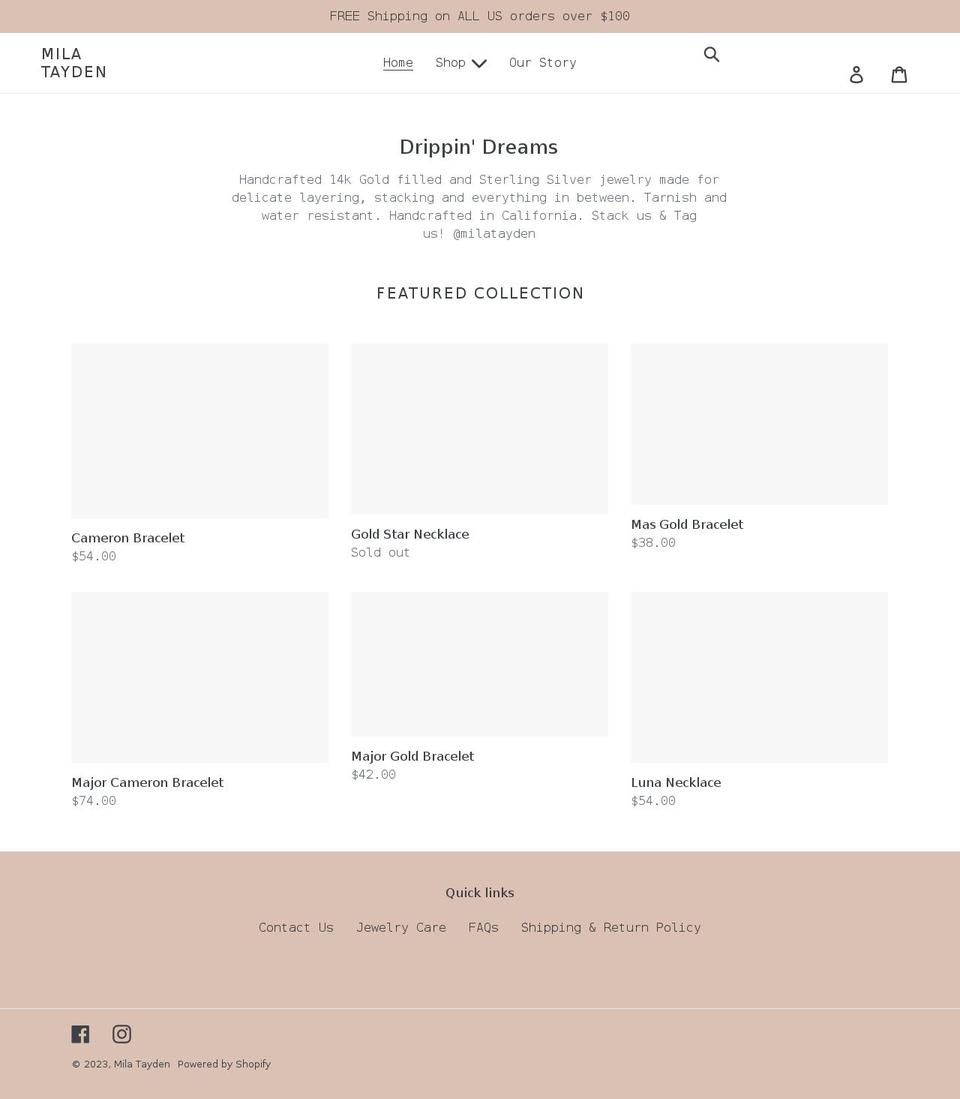 milatayden.com shopify website screenshot