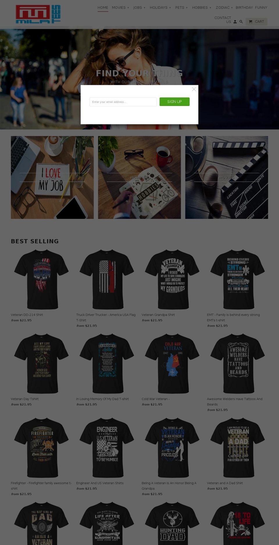 milatees.com — Shopify storefront screenshot