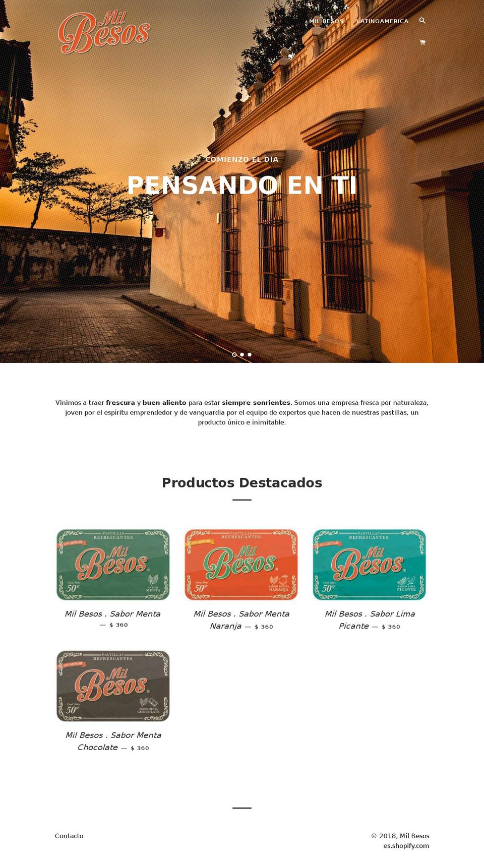 milbesos.mx shopify website screenshot