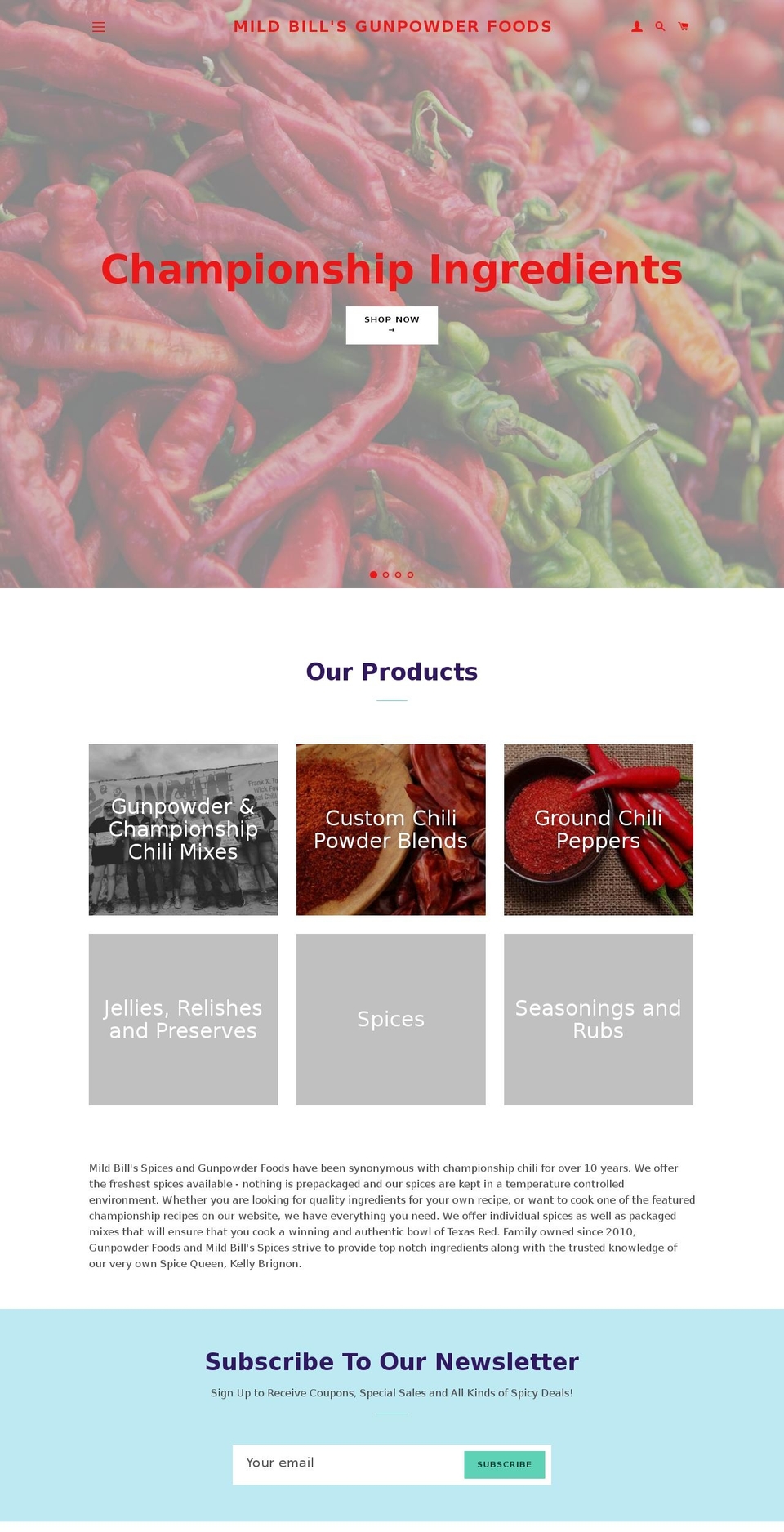 mildbillsspices.com — Shopify storefront screenshot