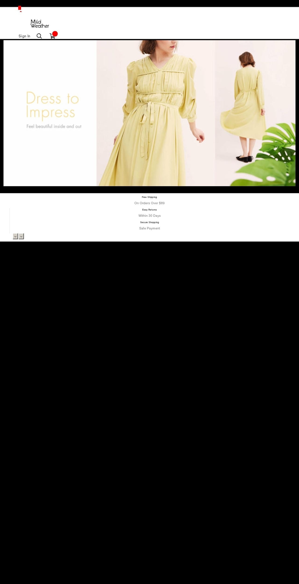mildweather.com shopify website screenshot
