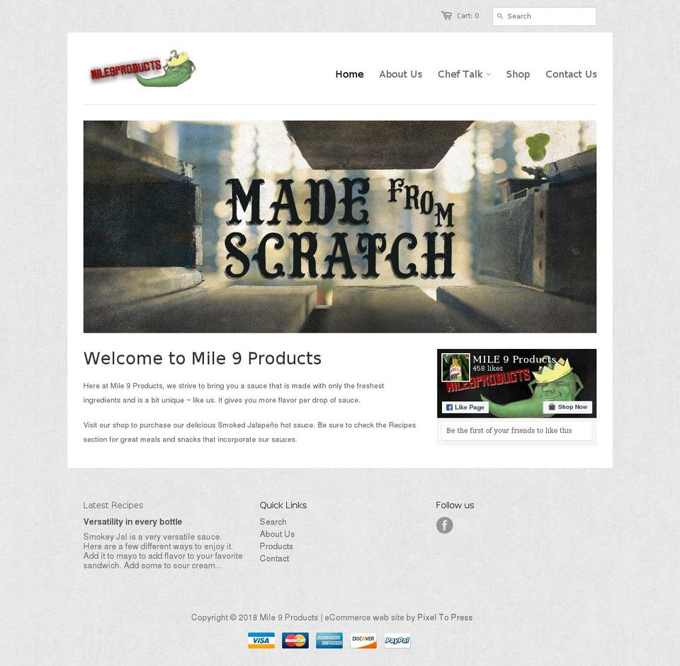 mile9products.com shopify website screenshot
