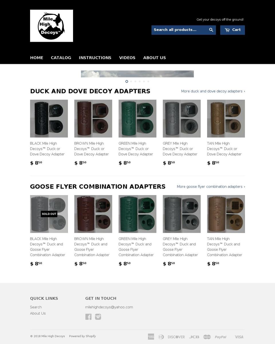 milehighdecoys.com — Shopify storefront screenshot