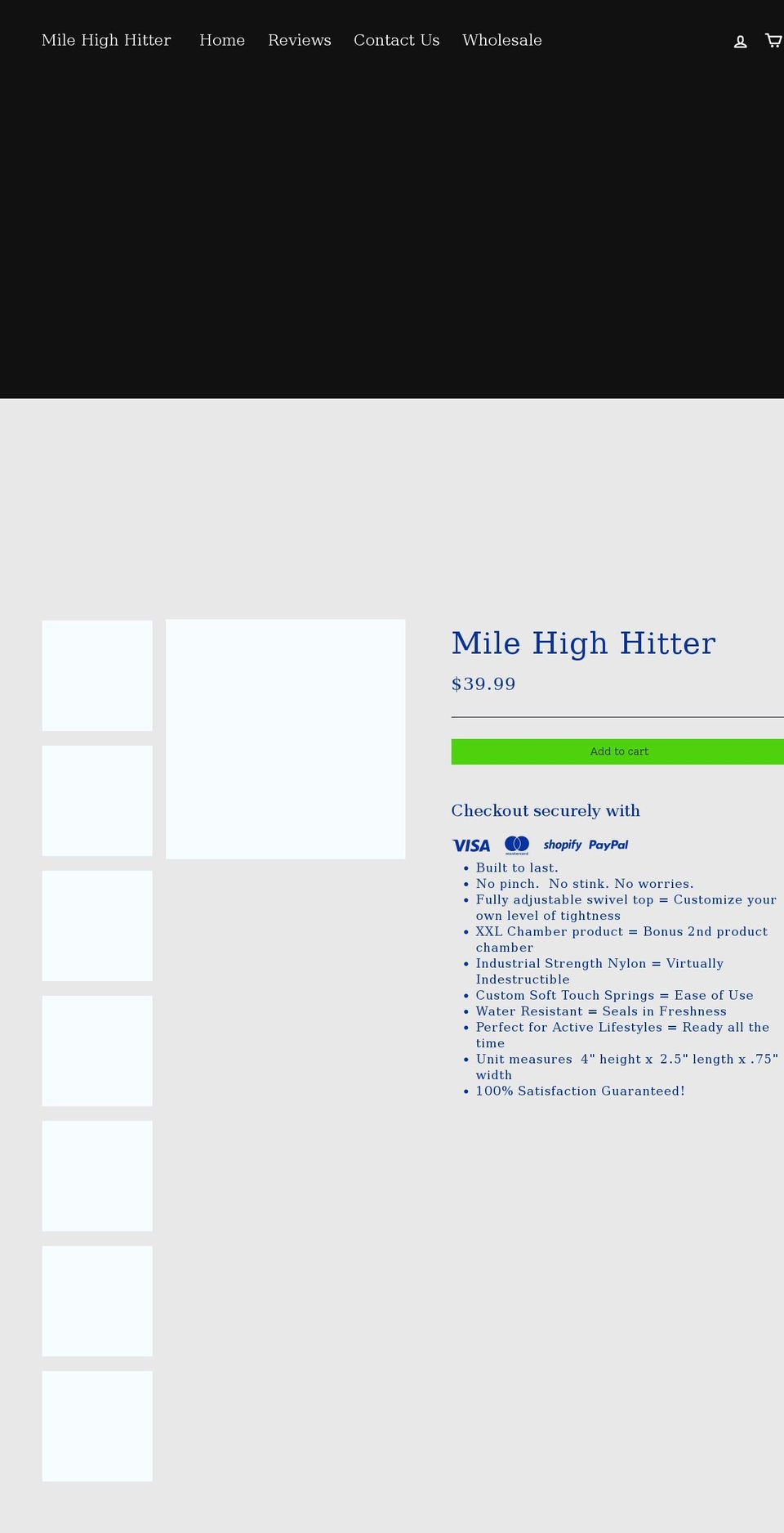 milehighhitter.com — Shopify storefront screenshot