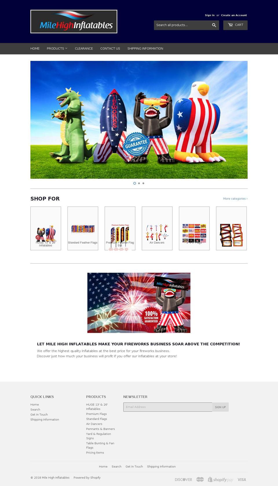 milehighinflatables.com shopify website screenshot