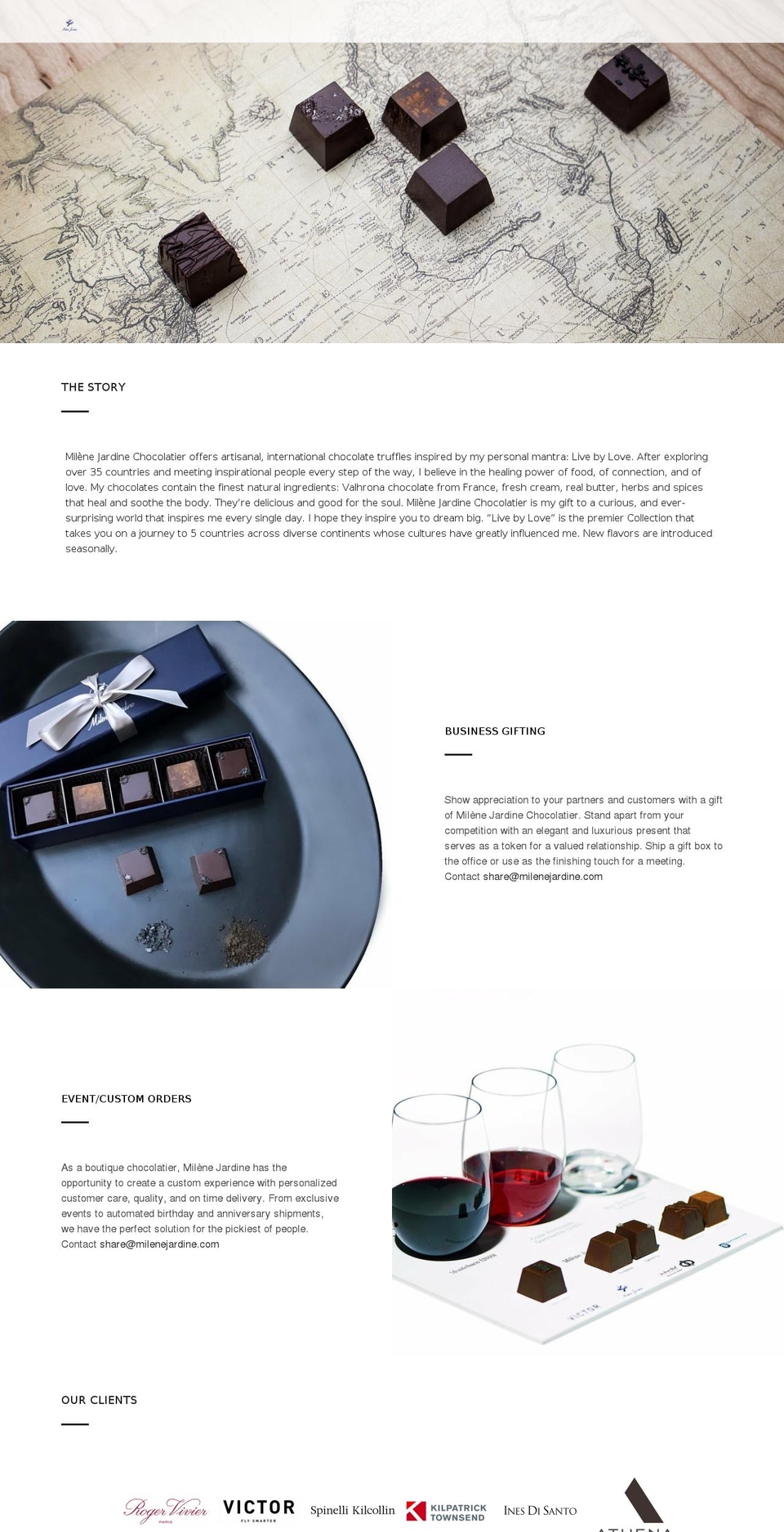 milenejardinechocolatier.com shopify website screenshot