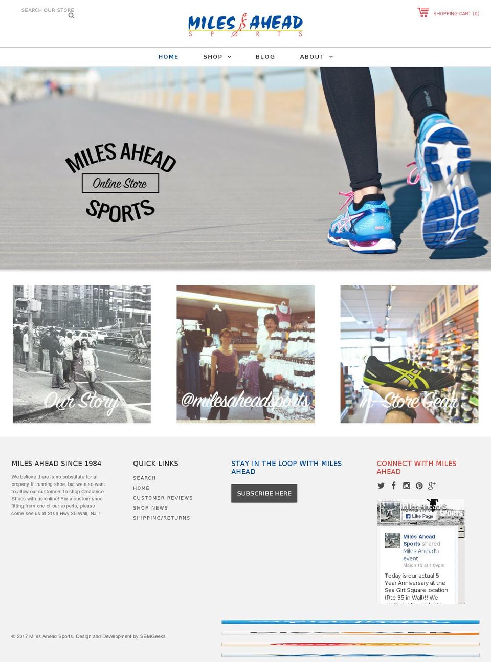 1863 Shopify theme site example milesaheadrunning.com