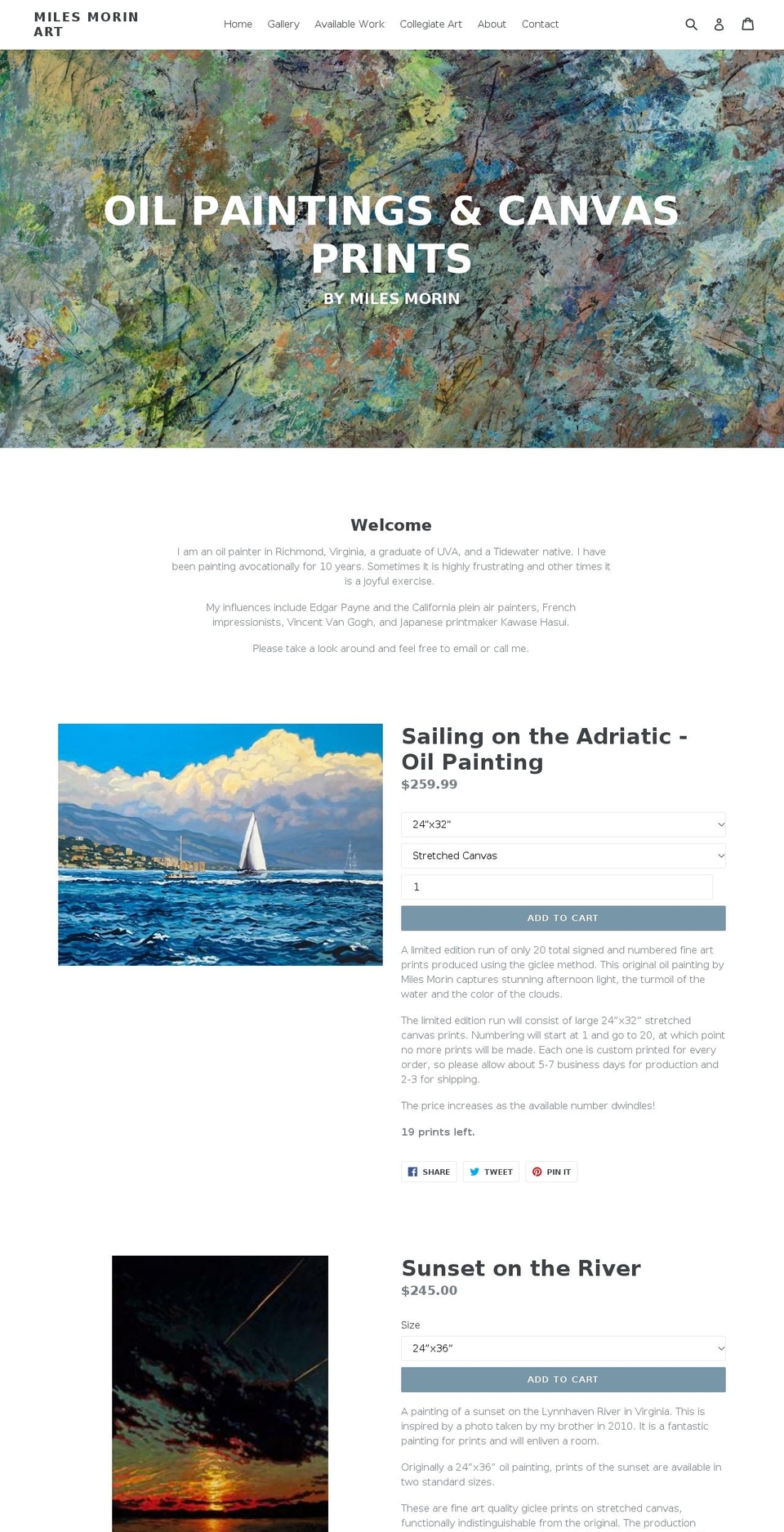 milesmorin.com — Shopify storefront screenshot