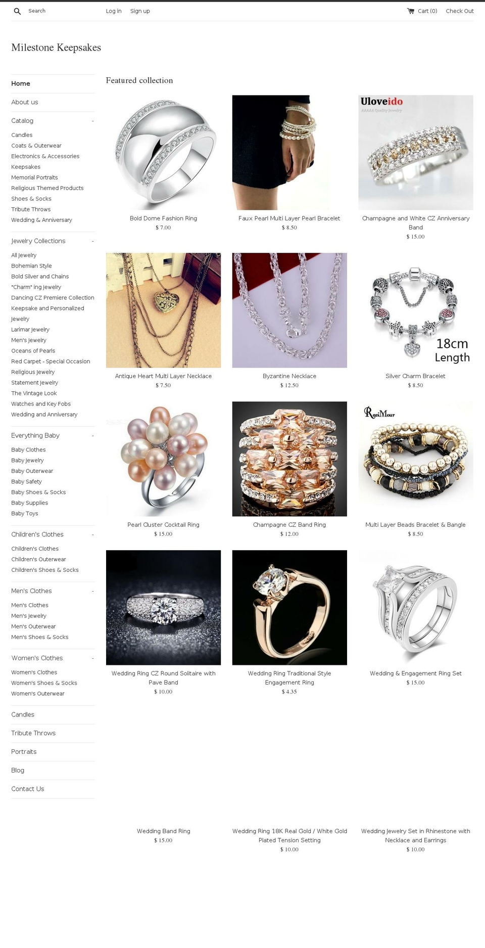 milestonekeepsakes.com shopify website screenshot
