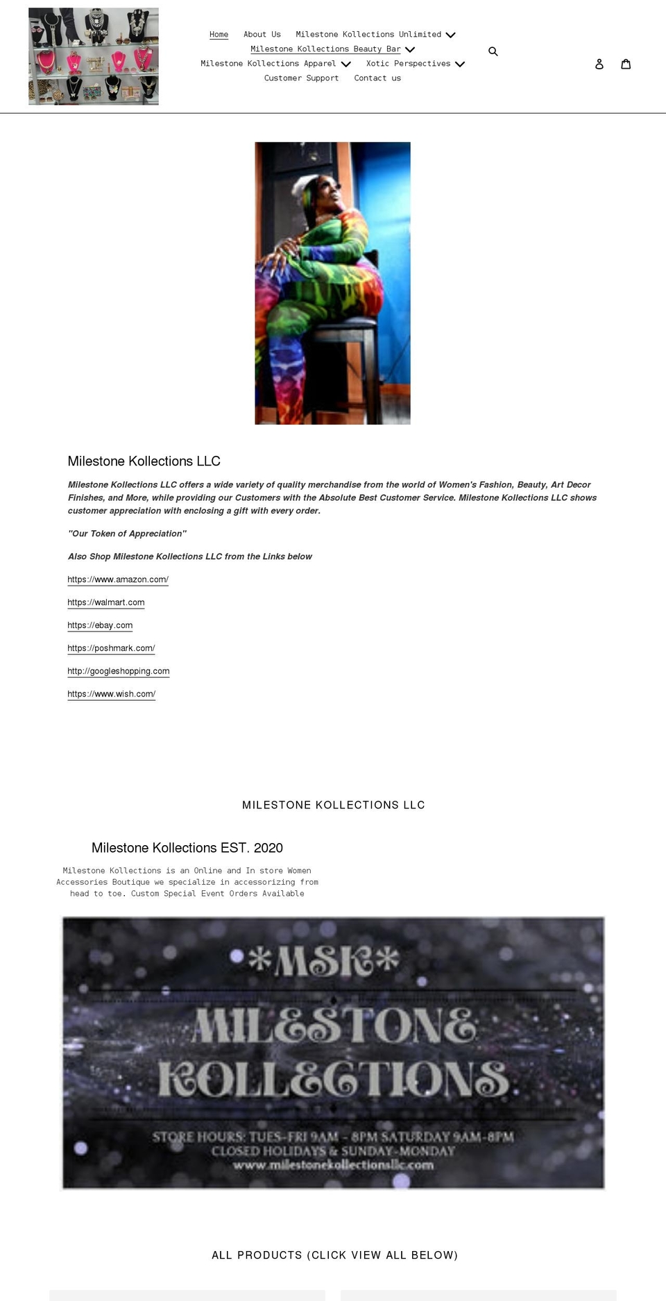 milestonekollectionsllc.com shopify website screenshot