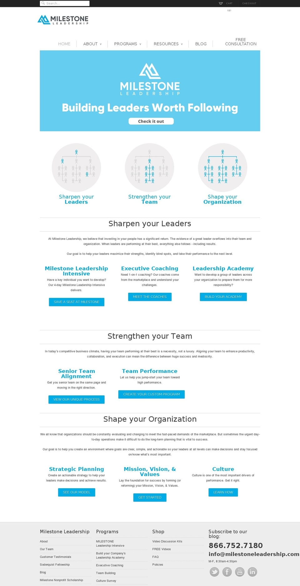 Re-Brand Theme Shopify theme site example milestoneleadership.com