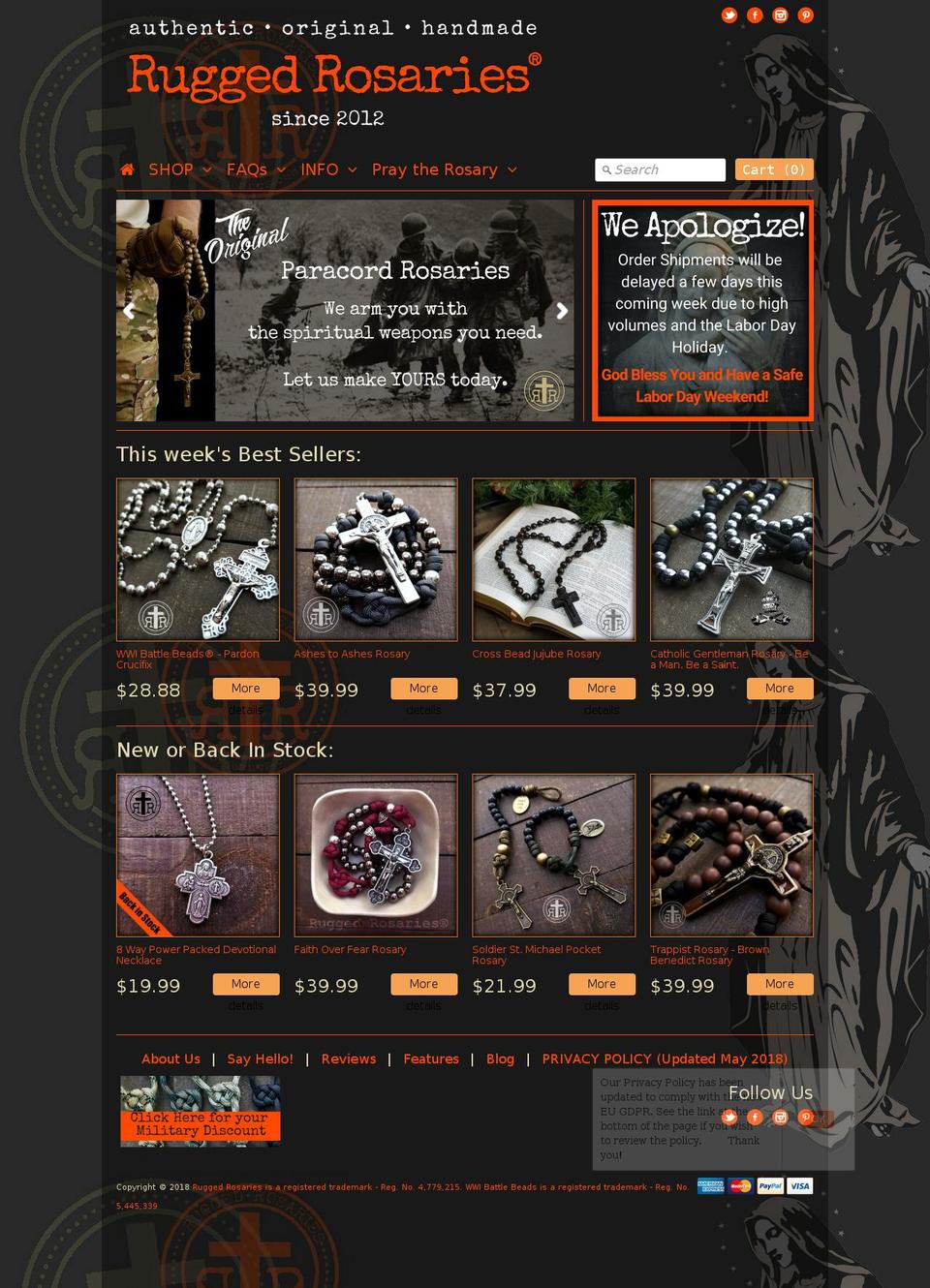 milestonerosaries.com — Shopify storefront screenshot