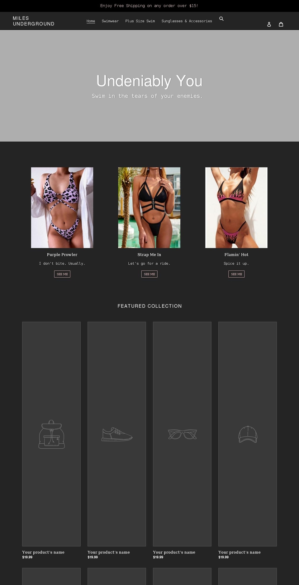 milesunder.com shopify website screenshot
