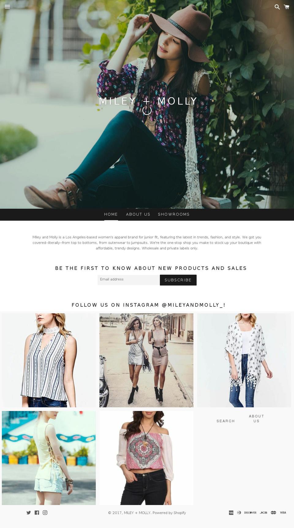 mileyandmolly.com shopify website screenshot